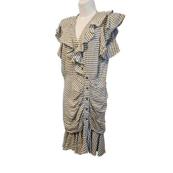 VERONICA BEARD Kai Striped Ruffle Dress Size 4 - Picture 7 of 8